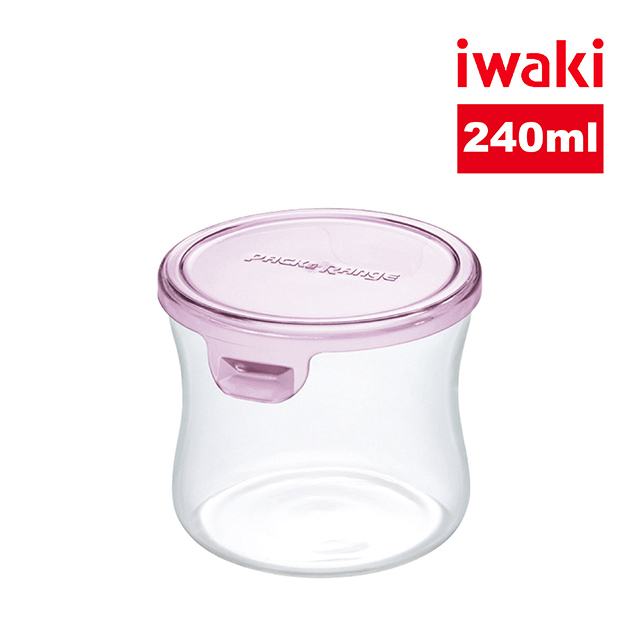 【iwaki】玻璃微波罐 240ml(圓型粉)