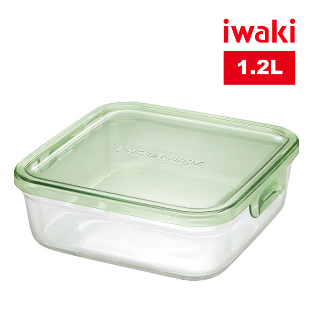 【iwaki】玻璃微波盒 1.2L(綠)