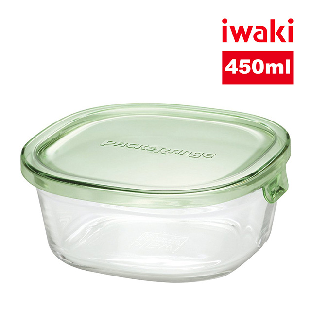 【iwaki】玻璃微波盒 450ml(綠)