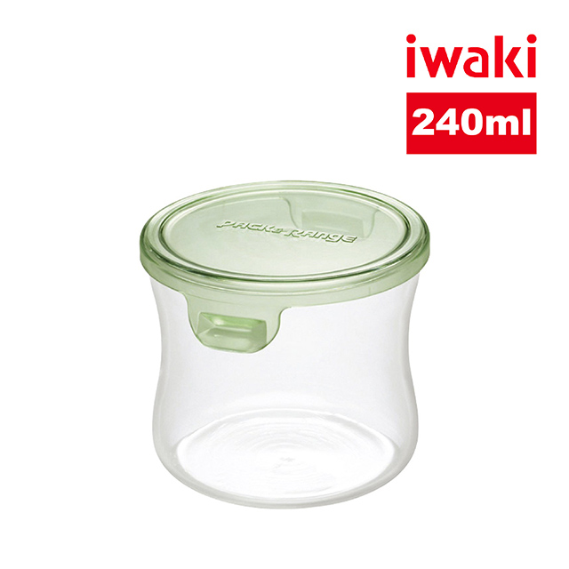 【iwaki】玻璃微波罐 240ml(圓型綠)