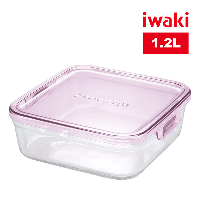 【iwaki】玻璃微波盒 1.2L(粉)