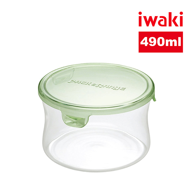 【iwaki】玻璃微波罐 490ml(圓型綠)
