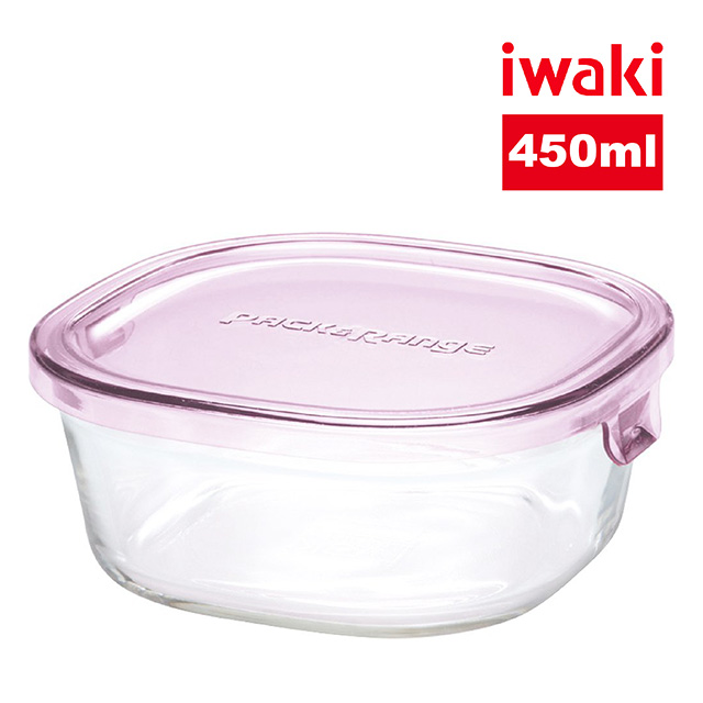 【iwaki】玻璃微波盒 450ml(粉)