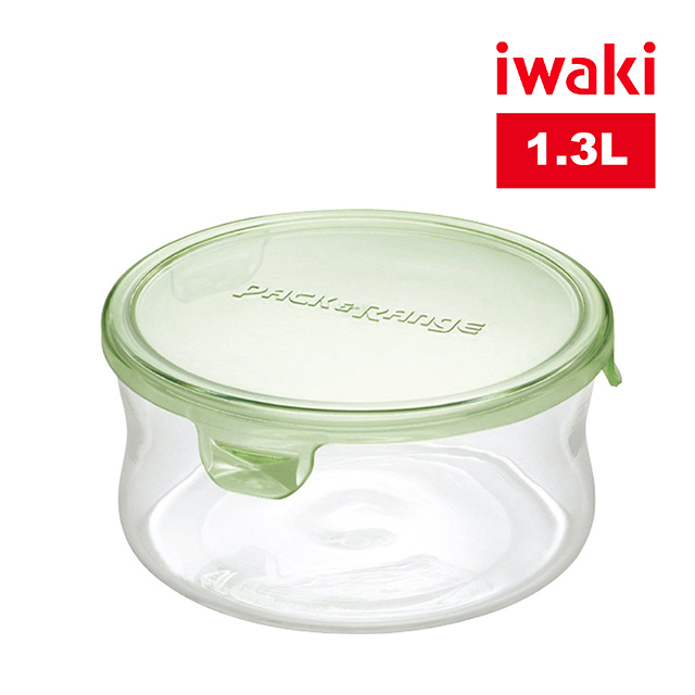 【iwaki】玻璃微波罐 1.3L(圓型綠)