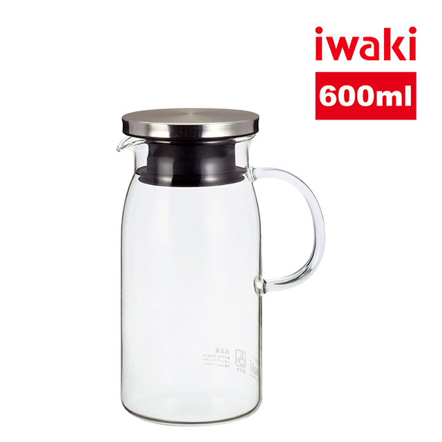 【iwaki】耐熱玻璃金屬蓋水壺 600ml