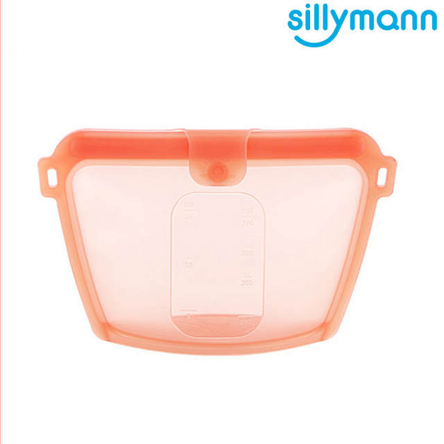 【韓國sillymann】 100%鉑金矽膠密封袋-700ml-橘紅