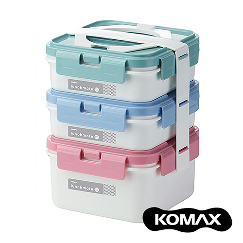 韓國KOMAX 方型三層餐盒組-白