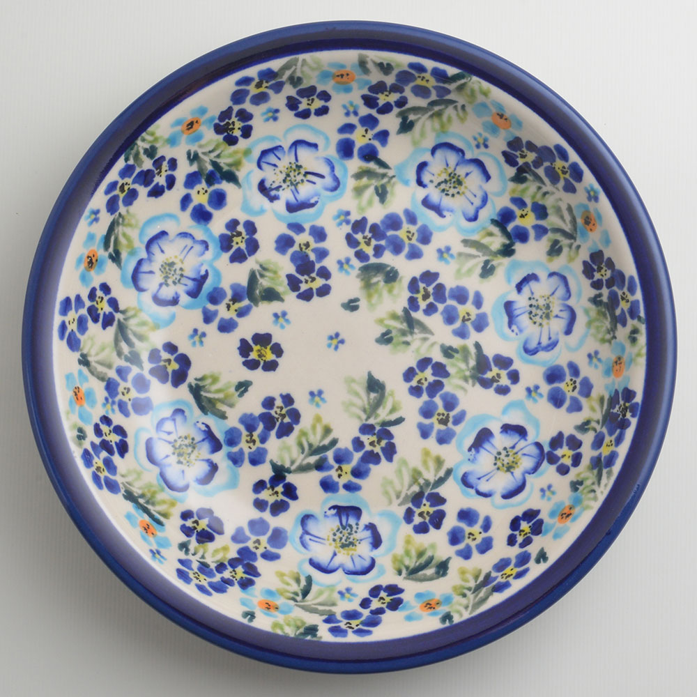 波蘭陶 青藍夏日系列 圓形深餐盤 22cm 波蘭手工製