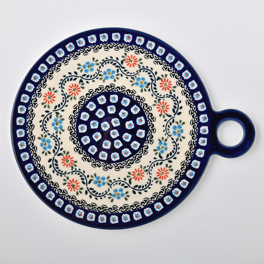 波蘭陶 典雅花團系列 圓形呈菜盤 22.8x27.5 cm 波蘭手工製