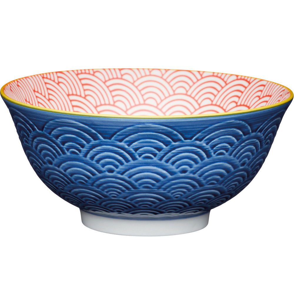 KitchenCraft 陶製餐碗(浪紋藍)