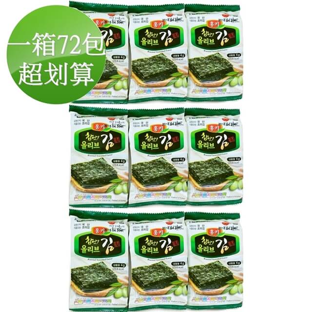 【韓國HUMANWELL】橄欖油烤海苔片一箱(團購組72小包)