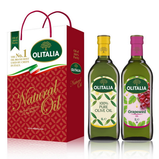 Olitalia奧利塔純橄欖油+葡萄籽油禮盒組1000mlx2瓶