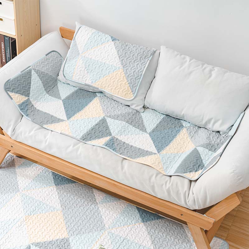 北歐風格純棉絎縫布藝防滑地墊地毯可機洗手洗50x150cm