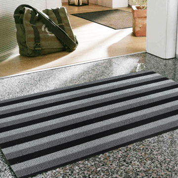 范登伯格 魯伯PVC條紋刮泥地墊-黑白-45x70cm