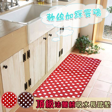 頂級法蘭絨超吸水長踏墊(圓點紅)(40x120cm)