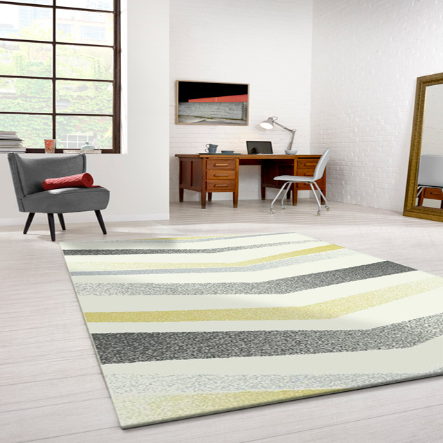 范登伯格 凱瑟琳極簡幾何現代圖騰進口地毯-空間黃 160x230cm