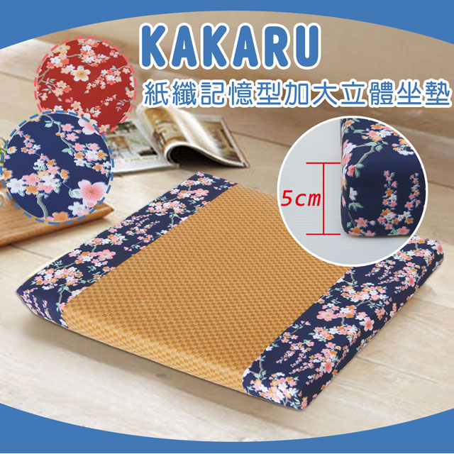《KAKARU 》紙纖記憶型加大立體坐墊_藍色