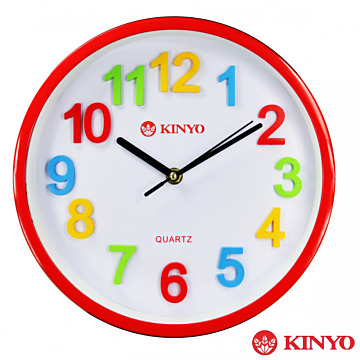 KINYO 繽紛世界-10吋創意彩色立體數字靜音掛鐘