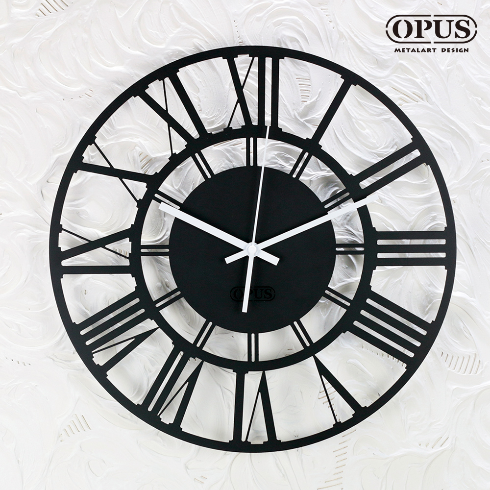 OPUS東齊金工 歐式鐵藝時鐘-羅馬數字(黑)裝飾藝術掛鐘 餐廳客廳臥室壁掛 靜音壁鐘鐘錶 CL-ro02(B)