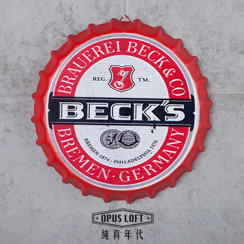 OPUS LOFT復古啤酒瓶蓋創意立體牆飾 酒吧裝飾咖啡廳牆面掛件壁飾鐵皮畫(BC-05 貝克)