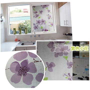 ★P119 居家無膠靜電玻璃貼膜 防曬貼紙-紫色小花 ZW