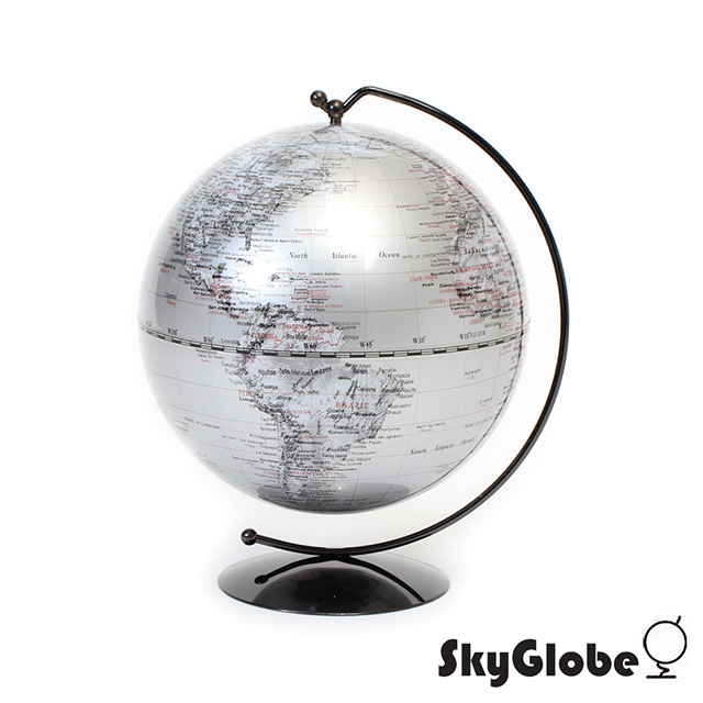 【SkyGlobe】5吋銀色手臂時尚地球儀(英文版)