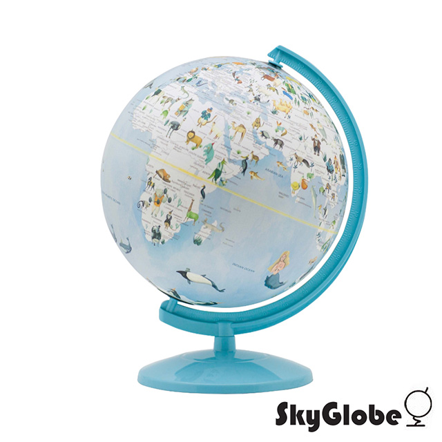 SKYGLOBE 10吋可愛動物插圖塑膠地球儀(中英文對照)