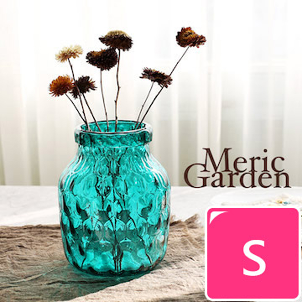 【Meric Garden】湛藍晶透水立方藝術裝飾玻璃花器花瓶（湛海藍S）