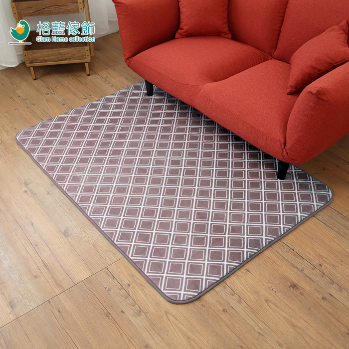 新潮流舒壓吸水防滑地毯(92x140CM)-格紋咖