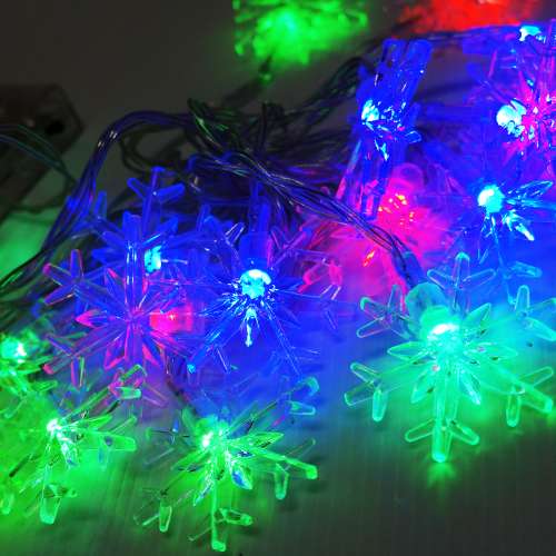 聖誕燈 LED20燈透明雪花電池燈 (彩光) (高亮度又環保)