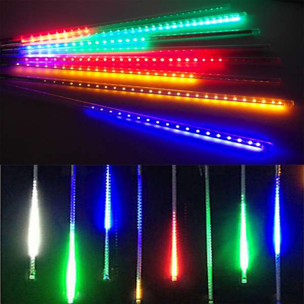 聖誕燈裝飾燈LED流星燈串8條燈(四彩光插電式/單燈長50cm)
