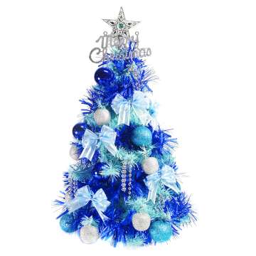 【摩達客】台灣製夢幻2尺/2呎(60cm)經典冰藍色聖誕樹(藍銀色系)