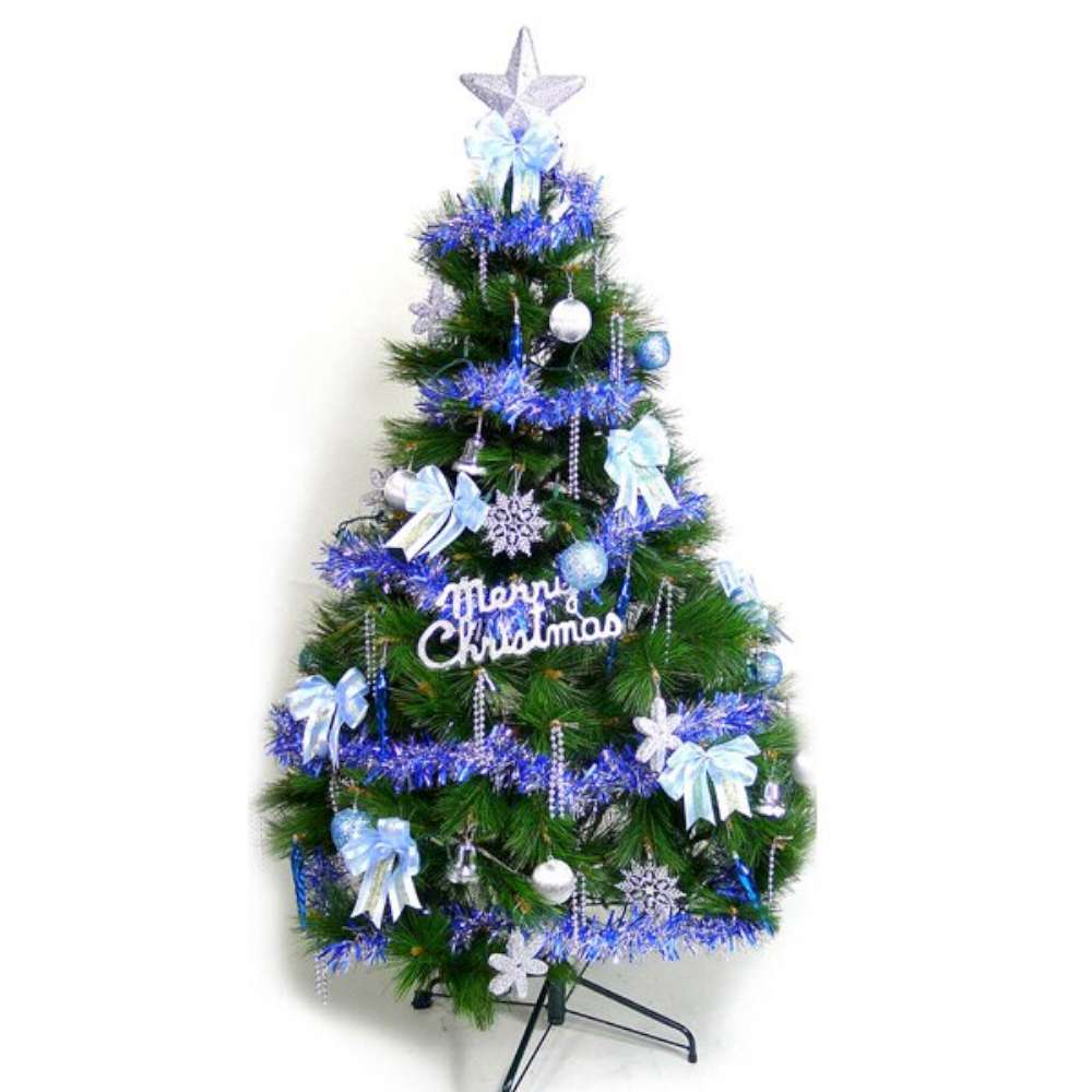 【摩達客】台灣製10呎/10尺 (300cm)特級綠松針葉聖誕樹(+藍銀色系配件組)(不含燈)