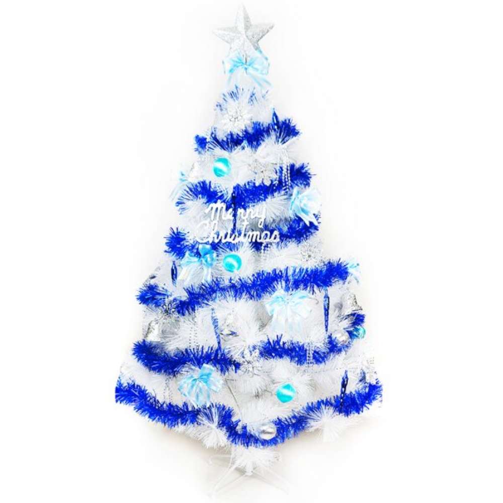 【摩達客】台灣製10呎/10尺 (300cm)特級白色松針葉聖誕樹 (藍銀色系配件)(不含燈)