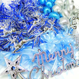 【摩達客】聖誕裝飾配件包組合~藍銀色系 (3尺(90cm)樹適用)(不含聖誕樹)(不含燈)