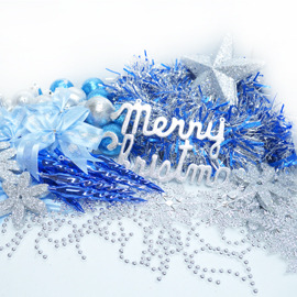 【摩達客】聖誕裝飾配件包組合~藍銀色系 (6尺(180cm)樹適用)(不含聖誕樹)(不含燈)