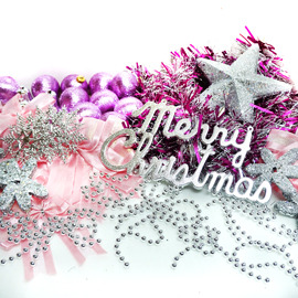 【摩達客】聖誕裝飾配件包組合~銀紫色系 (6尺(180cm)樹適用)(不含聖誕樹)(不含燈)