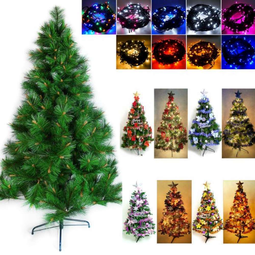 【摩達客】台灣製造5呎/5尺(150cm)特級綠松針葉聖誕樹 (含飾品組)+100燈LED燈串2串