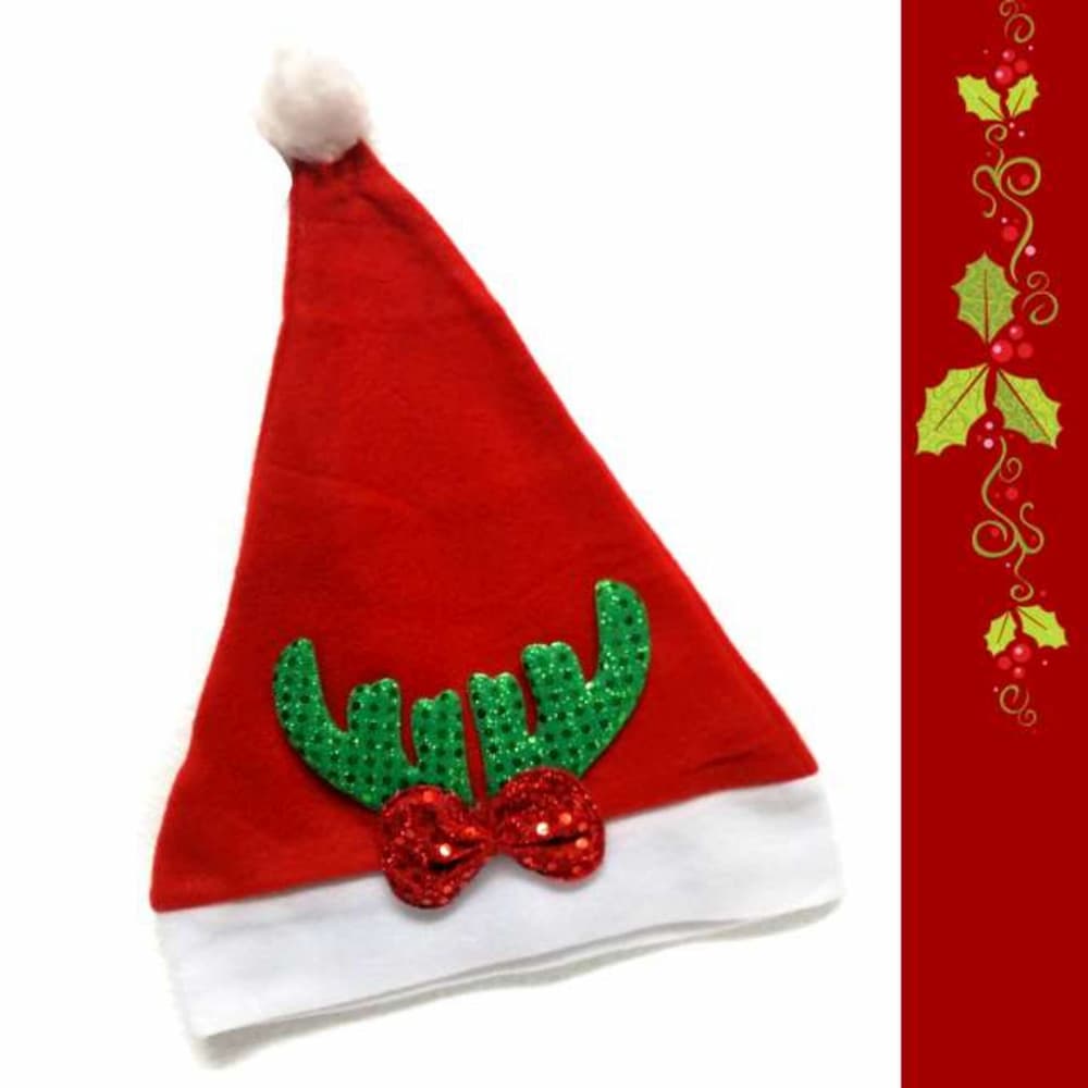 【摩達客】耶誕派對-小綠亮片鹿角蝴蝶結聖誕帽