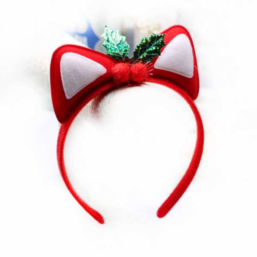 【摩達客】聖誕派對-聖誕紅貓耳髮箍