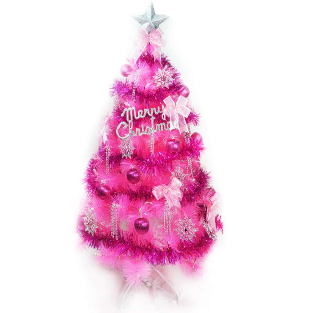 【摩達客】台灣製4尺(120cm)特級粉紅色松針葉聖誕樹 (銀紫色系配件)(不含燈)