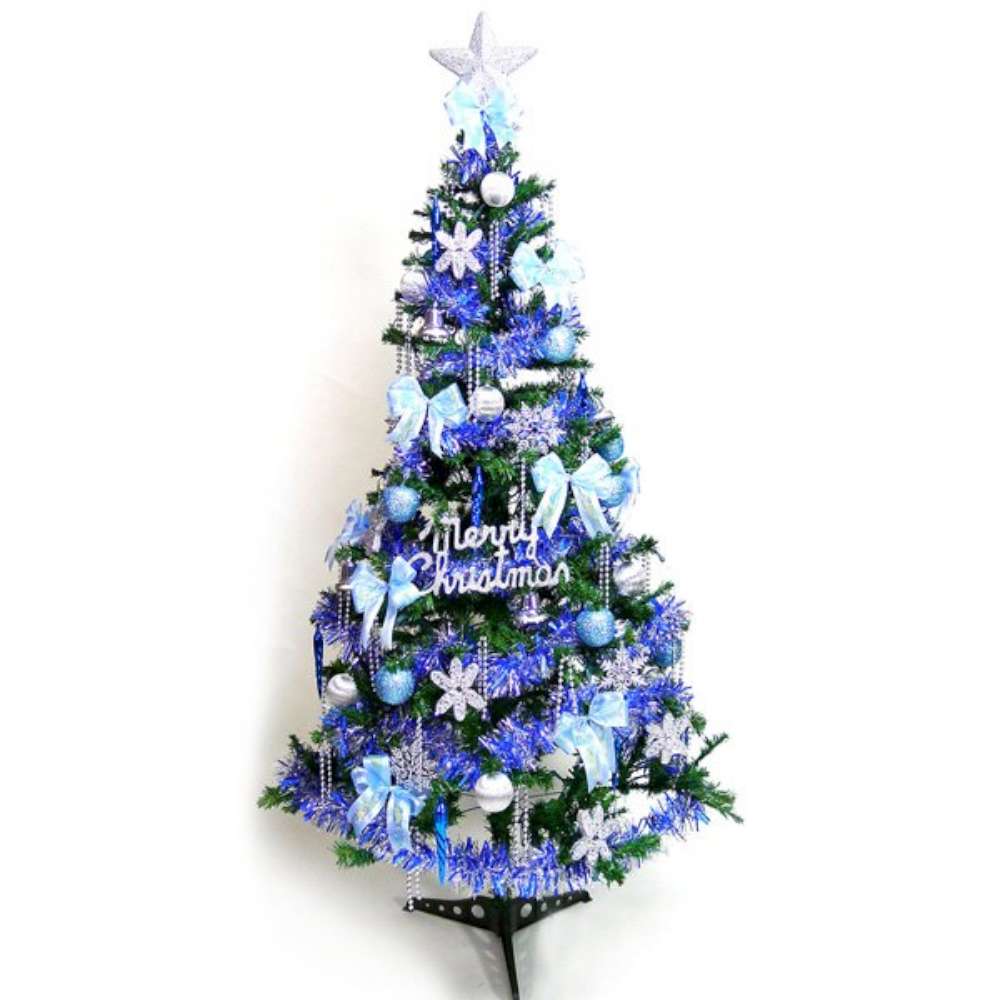 【摩達客】超級幸福10尺/10呎(300cm)一般型裝飾綠聖誕樹 (+藍銀色系配件組)(不含燈)