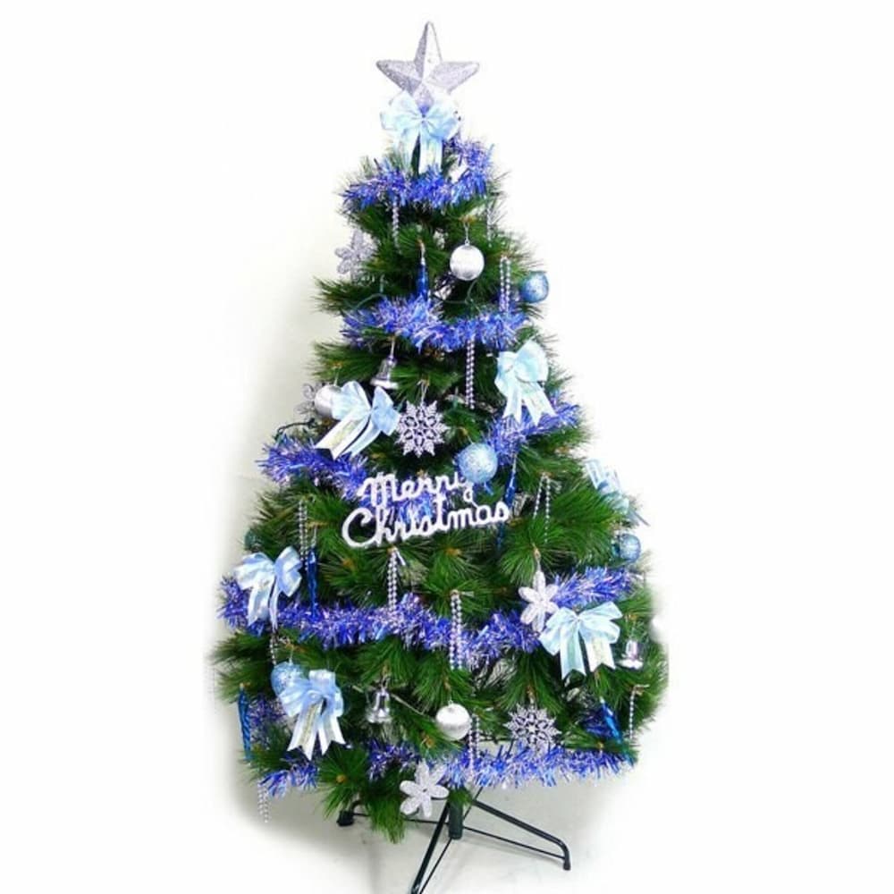 【摩達客】台灣製12呎/12尺(360cm)特級綠松針葉聖誕樹(+藍銀色系配件組)(不含燈)