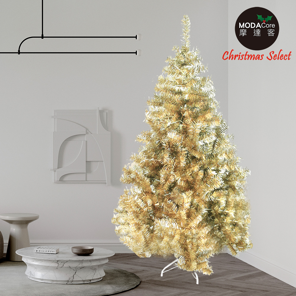 摩達客 台製豪華型7尺/7呎(210cm)氣質霧金聖誕樹 裸樹(不含飾品不含燈)