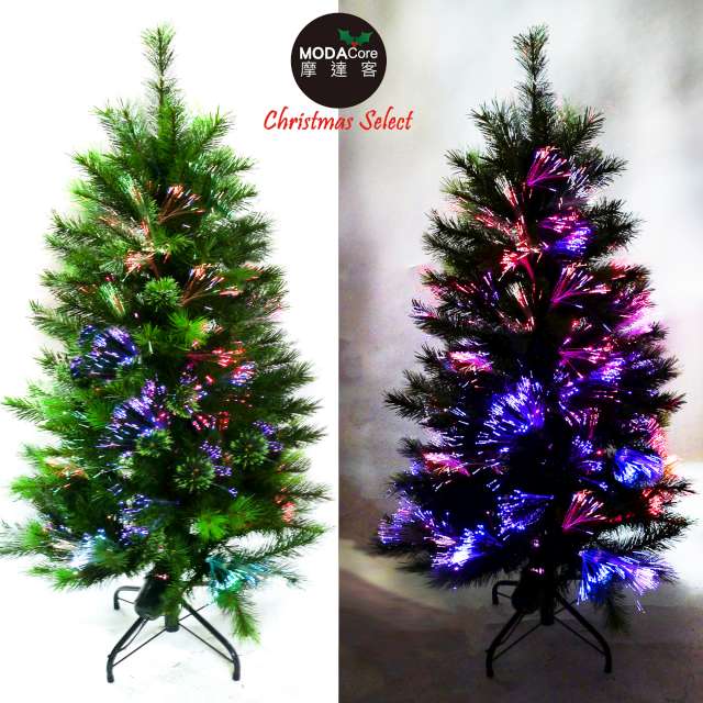 【摩達客】科技幻光4尺(120cm)松針+PVC特級混合葉LED光纖綠色聖誕樹