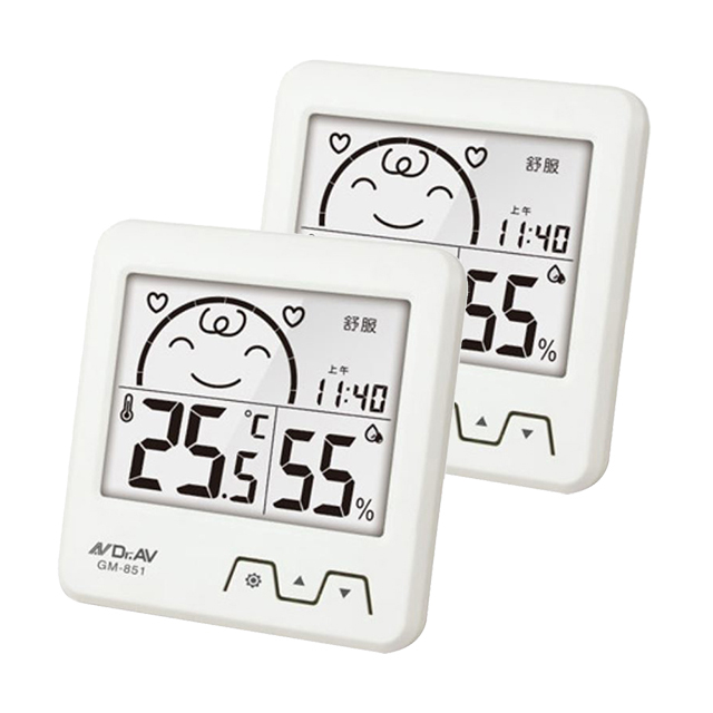 【Dr.AV】日式超大螢幕溫濕度計(GM-851)白-2入