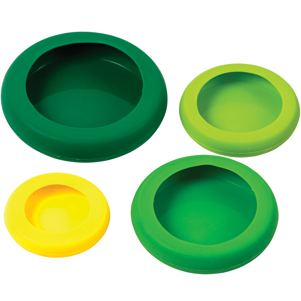 KitchenCraft 矽膠保鮮膜4件(綠黃)