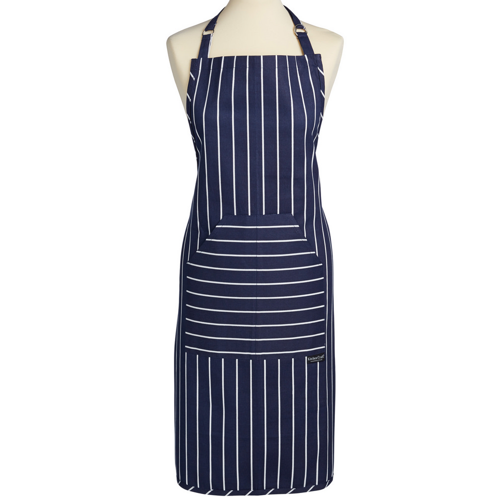 KitchenCraft 平口雙袋圍裙(條紋藍)