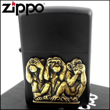 【ZIPPO】美系~Three Monkeys-三猿立體貼飾打火機