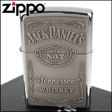 【ZIPPO】美系~Jack Daniel s威士忌圖案貼飾打火機(銀色款)